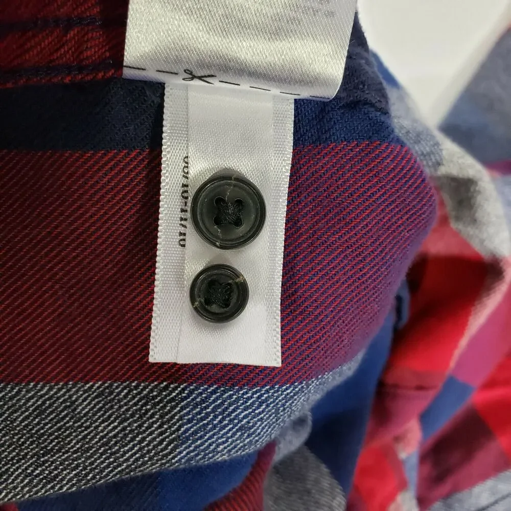 Banana Republic Mens Shirt Size XXL Red Blue Luxe Flannel Grant Fit Long Sleeve